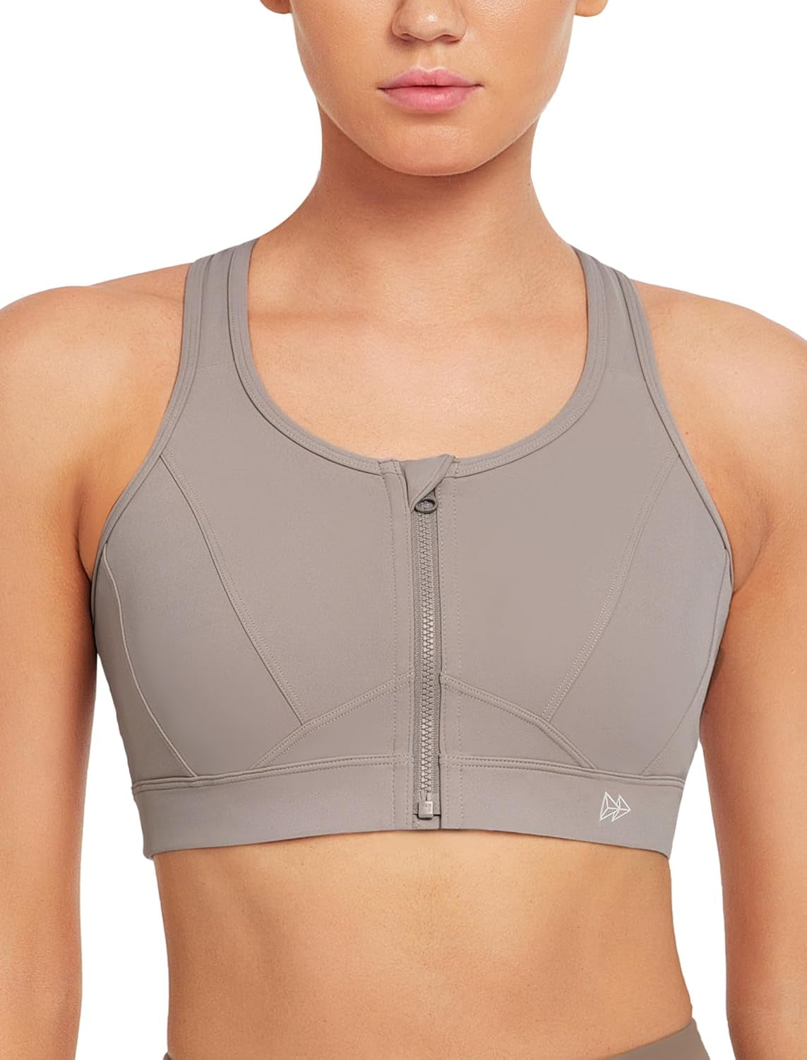 Zip Front Sports Bra - High Impact Sports Bras for Women plus Size Workout Fitness Running
