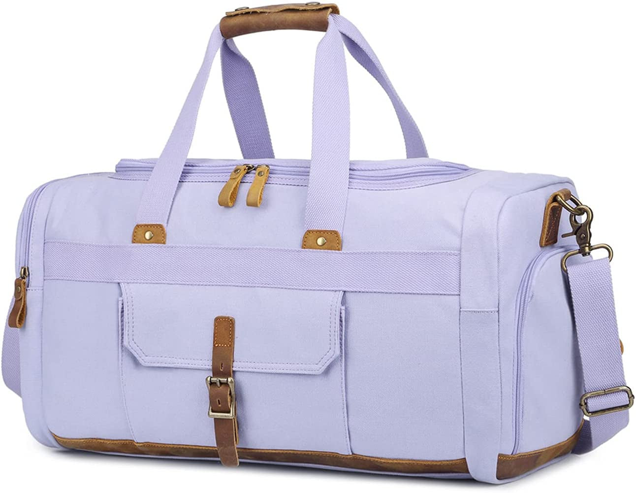 Weekender Overnight Duffel Bag with Shoes Compartment for Women Men Canvas Weekend Travel Tote Carry on Bag (Purple)
