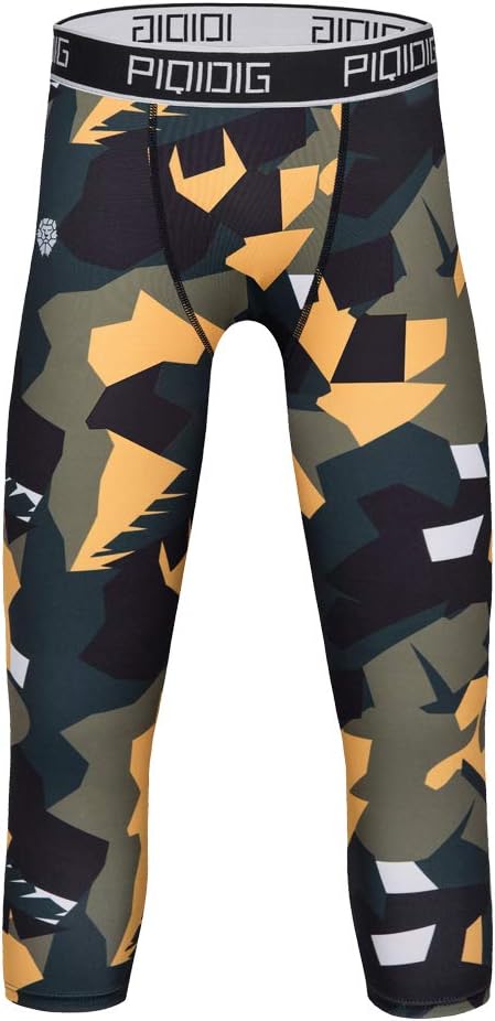 Youth Boys Compression Pants 3/4 Basketball Tights Sports Capris Leggings