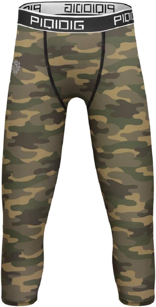 Youth Boys Compression Pants 3/4 Basketball Tights Sports Capris Leggings
