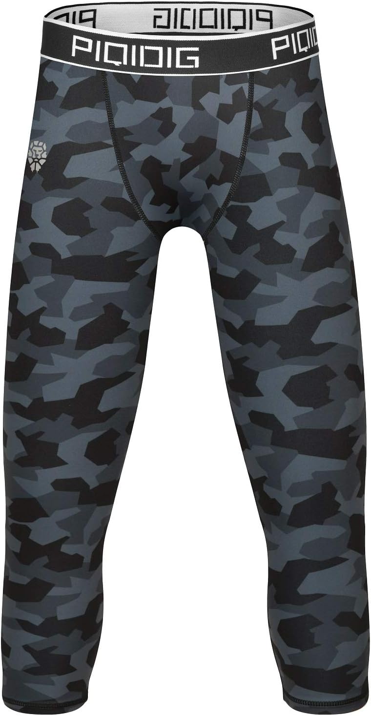 Youth Boys Compression Pants 3/4 Basketball Tights Sports Capris Leggings