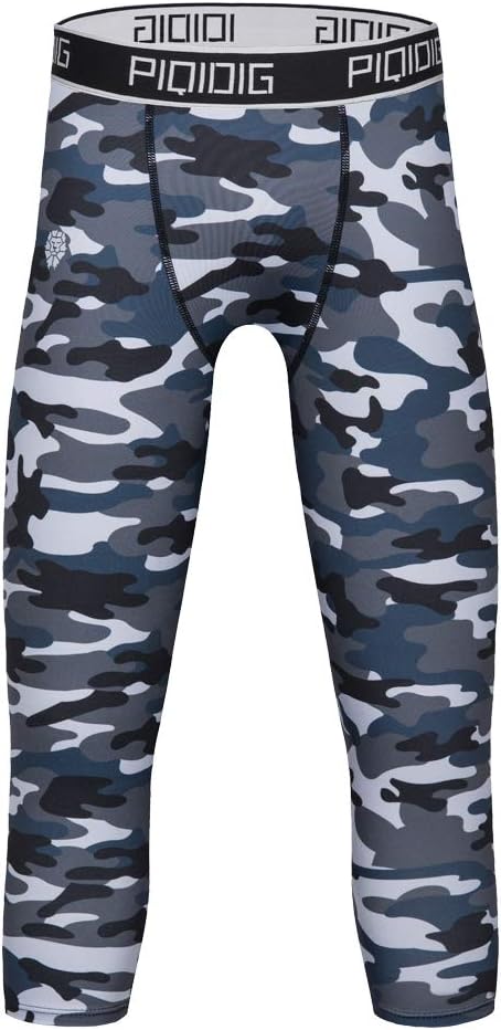 Youth Boys Compression Pants 3/4 Basketball Tights Sports Capris Leggings