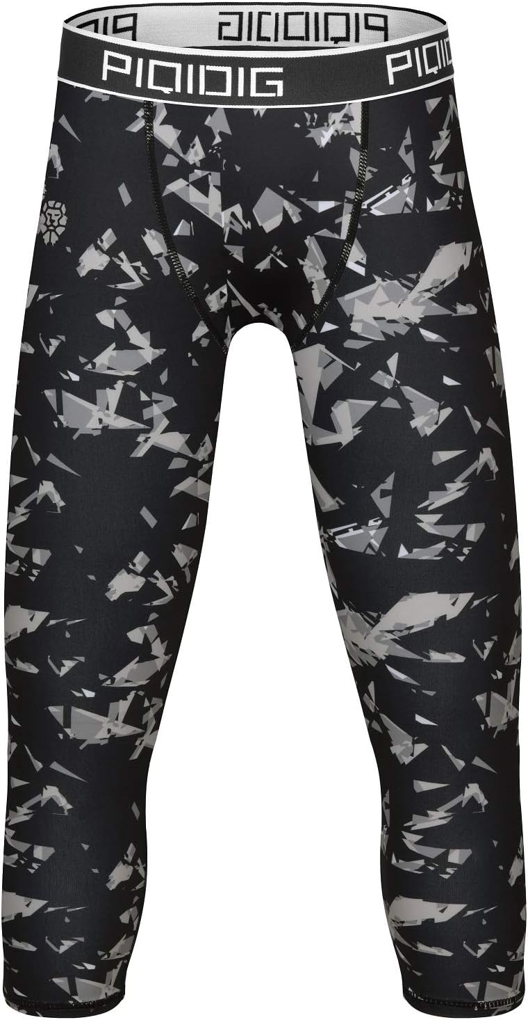 Youth Boys Compression Pants 3/4 Basketball Tights Sports Capris Leggings