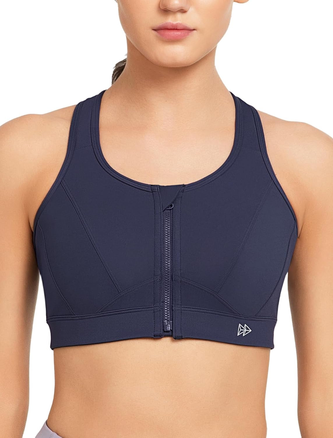 Zip Front Sports Bra - High Impact Sports Bras for Women plus Size Workout Fitness Running