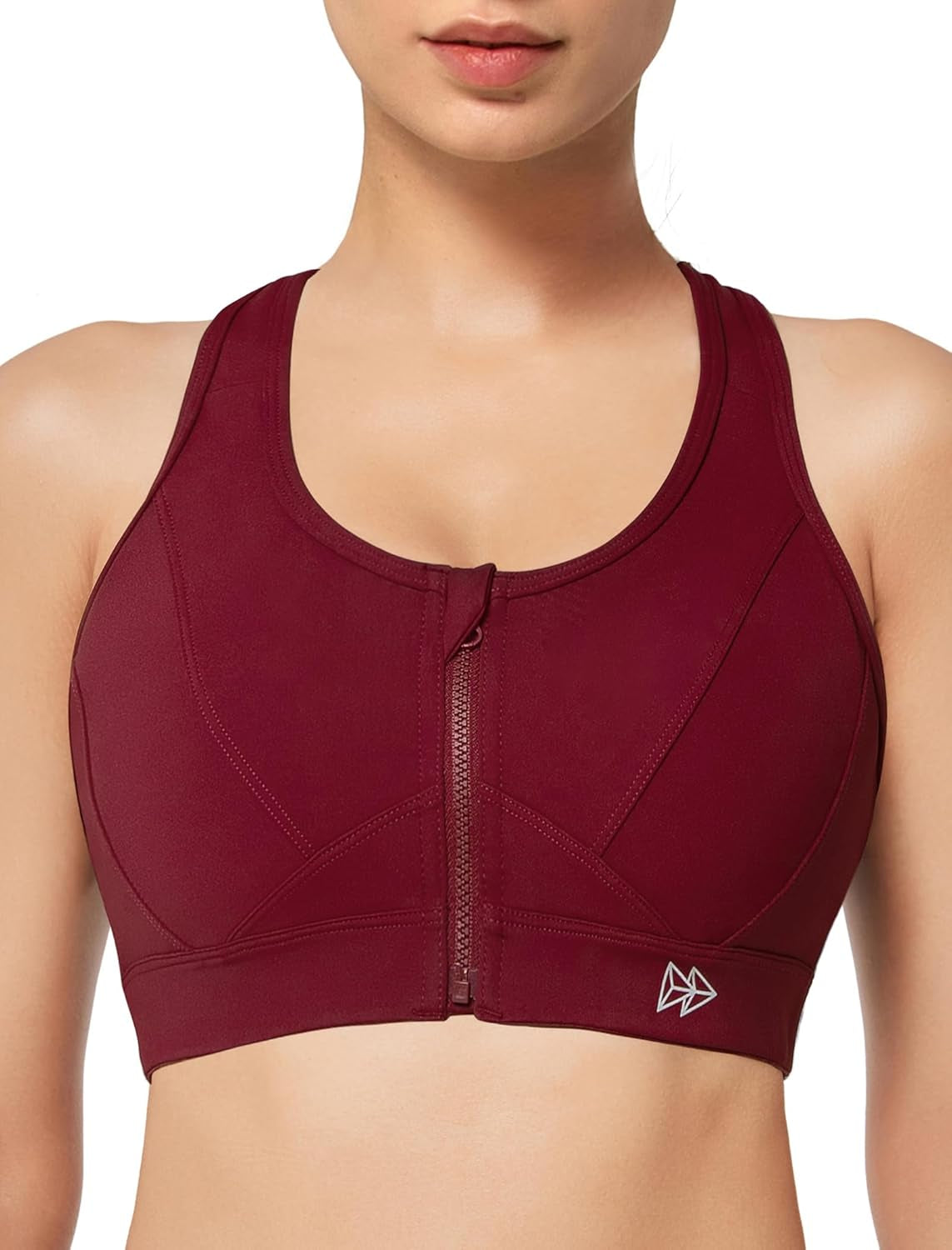 Zip Front Sports Bra - High Impact Sports Bras for Women plus Size Workout Fitness Running