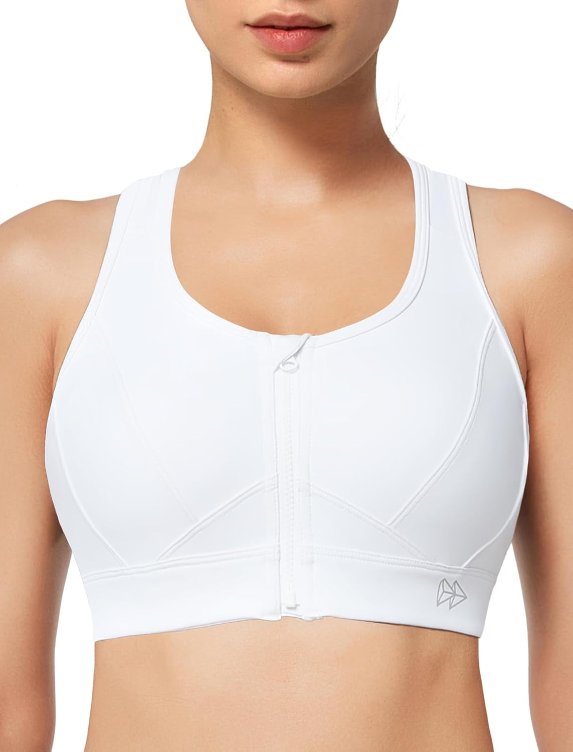 Zip Front Sports Bra - High Impact Sports Bras for Women plus Size Workout Fitness Running